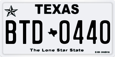 TX license plate BTD0440