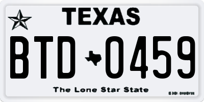 TX license plate BTD0459