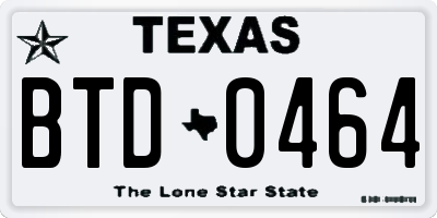 TX license plate BTD0464