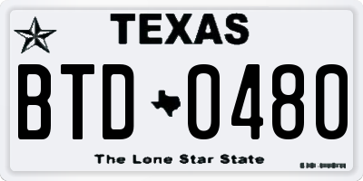 TX license plate BTD0480