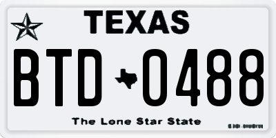 TX license plate BTD0488