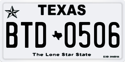 TX license plate BTD0506