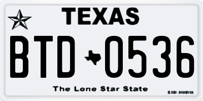TX license plate BTD0536