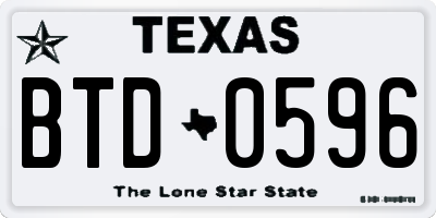 TX license plate BTD0596