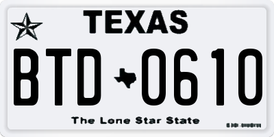 TX license plate BTD0610