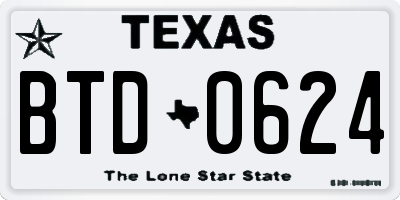 TX license plate BTD0624