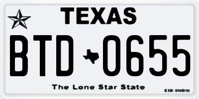 TX license plate BTD0655