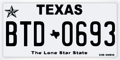 TX license plate BTD0693