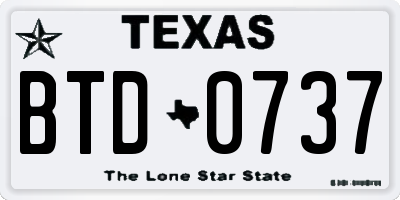 TX license plate BTD0737