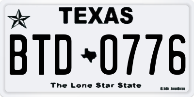 TX license plate BTD0776
