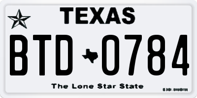 TX license plate BTD0784