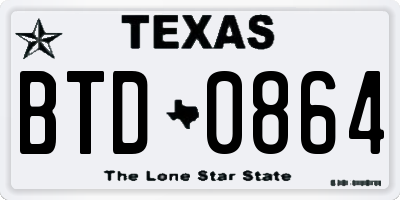 TX license plate BTD0864