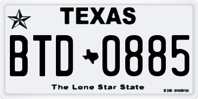 TX license plate BTD0885