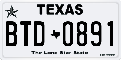 TX license plate BTD0891