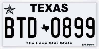 TX license plate BTD0899