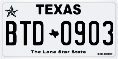 TX license plate BTD0903
