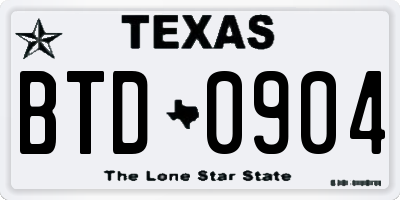 TX license plate BTD0904
