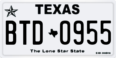 TX license plate BTD0955