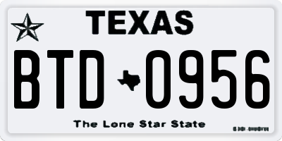 TX license plate BTD0956