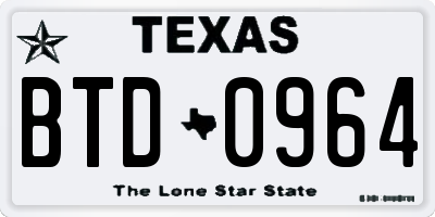 TX license plate BTD0964