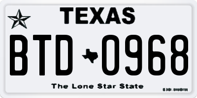 TX license plate BTD0968