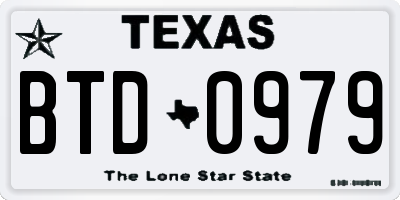 TX license plate BTD0979