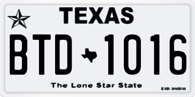 TX license plate BTD1016
