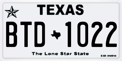 TX license plate BTD1022