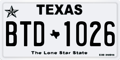 TX license plate BTD1026