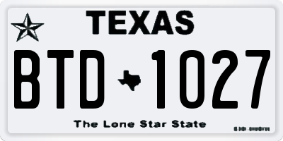 TX license plate BTD1027