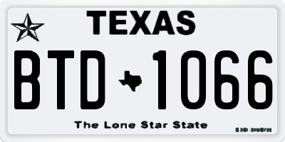 TX license plate BTD1066