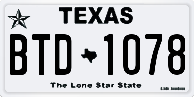 TX license plate BTD1078