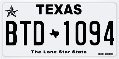 TX license plate BTD1094