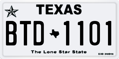 TX license plate BTD1101