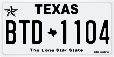 TX license plate BTD1104