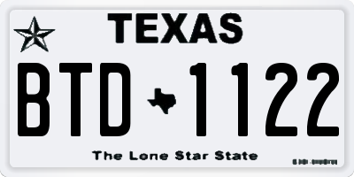 TX license plate BTD1122