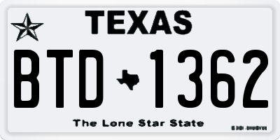TX license plate BTD1362
