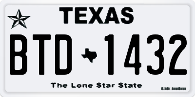 TX license plate BTD1432