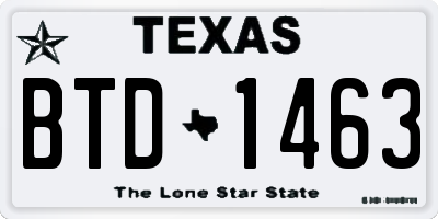 TX license plate BTD1463