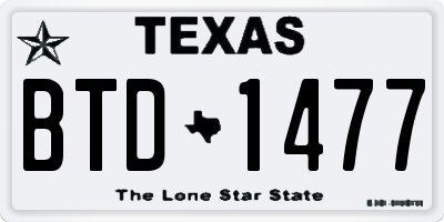 TX license plate BTD1477