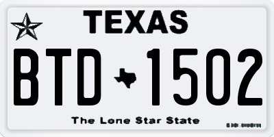 TX license plate BTD1502