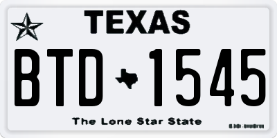 TX license plate BTD1545