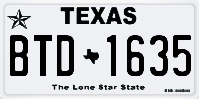 TX license plate BTD1635