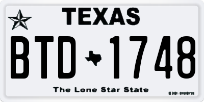 TX license plate BTD1748