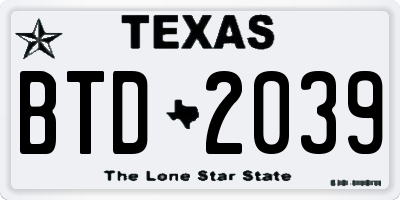 TX license plate BTD2039