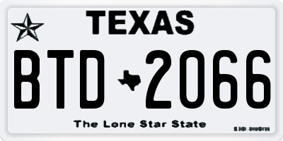 TX license plate BTD2066