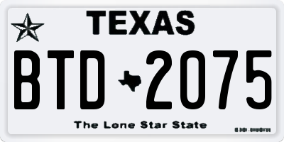 TX license plate BTD2075