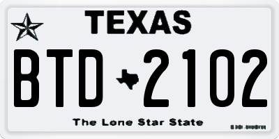 TX license plate BTD2102