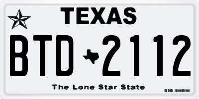 TX license plate BTD2112