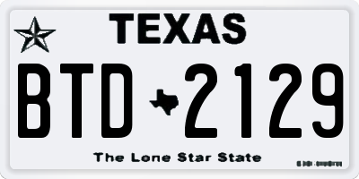 TX license plate BTD2129